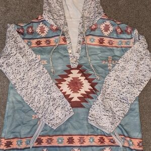 SHEIN Multicolor Aztec Print Hoodie